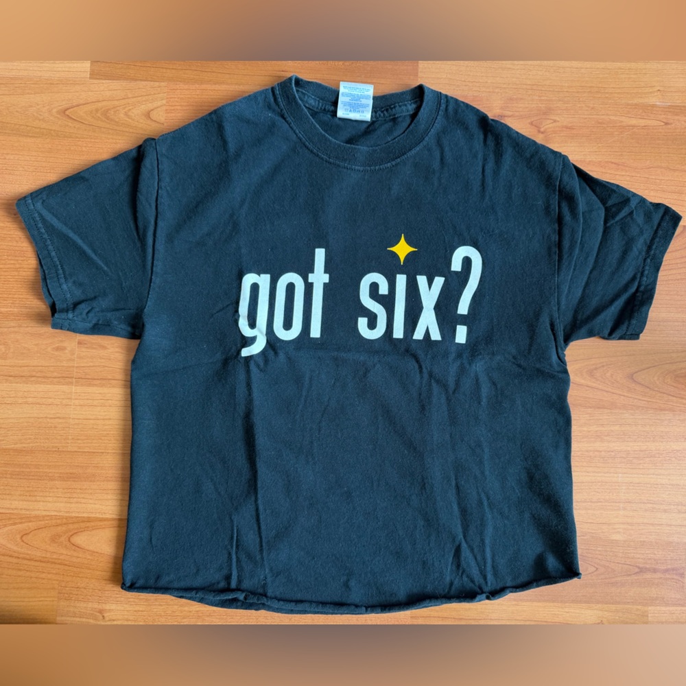 Pittsburgh Steelers Super Bowl Wins Cropped Black T-shirt - Size Small